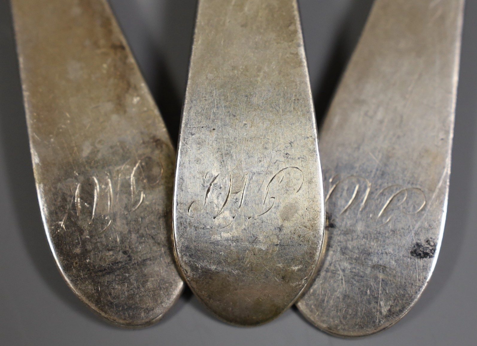 A set of three 19th century Scottish provincial silver Old English pattern tablespoons, by Chas Jamieson, Inverness, 21.5cm, 5.3oz.